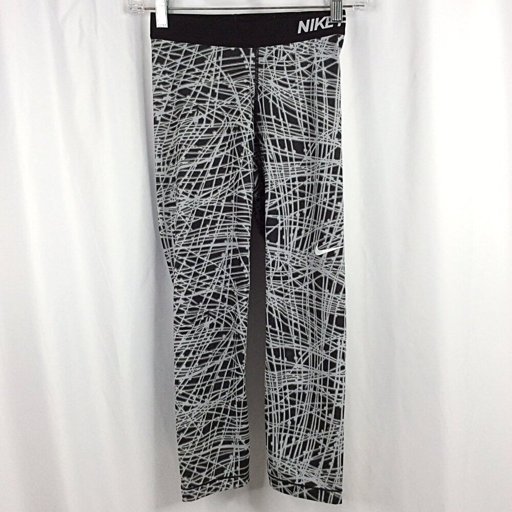 Nike Pro Cool Tracer Capris Womens Size XS Black White Training Leggings Workout - Picture 5 of 13